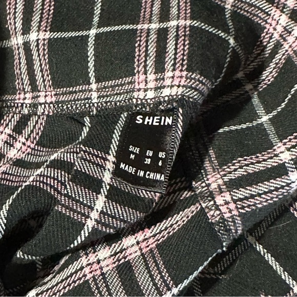 SHEIN Tartan Lace-Up Pleated Skirt Pink & Black Size Medium - Picture 5 of 5